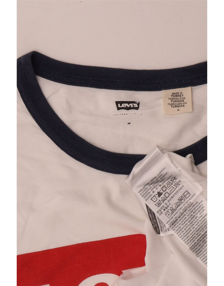 LEVI'S Mens Graphic T-Shirt Top Medium White Cotton Classic