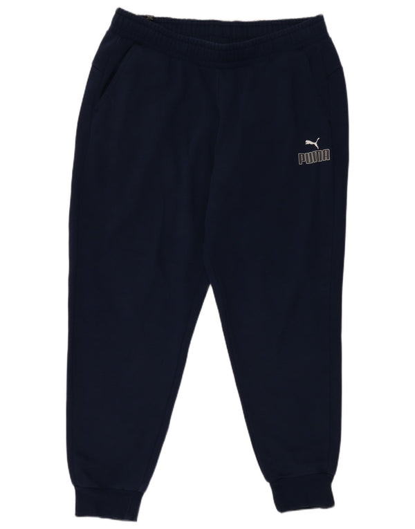 Puma Mens Tracksuit Trousers Joggers XL  Navy Blue Cotton