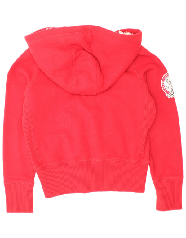 Ralph Lauren Girls Graphic Zip Hoodie Sweater 8-9 Years Medium Red Cotton