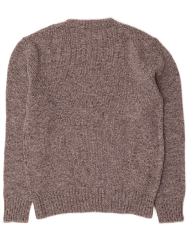 Benetton Womens Crew Neck Jumper Sweater UK 10 Small Grey Flecked Wool