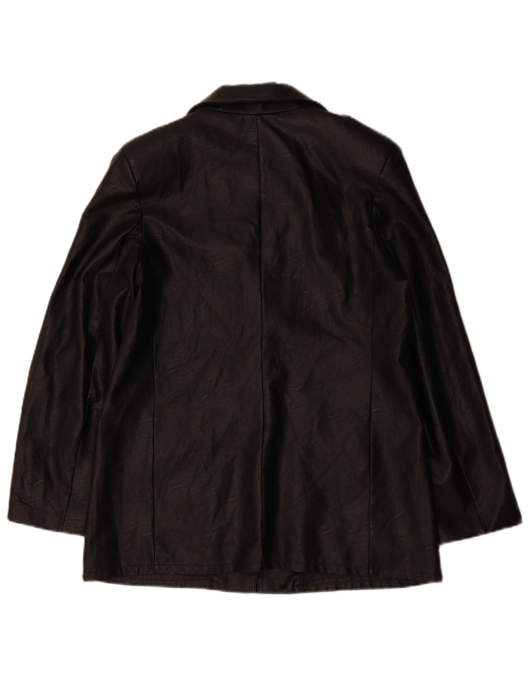 VINTAGE Womens 1 Button Faux Leather Blazer Jacket UK 12 Medium Black