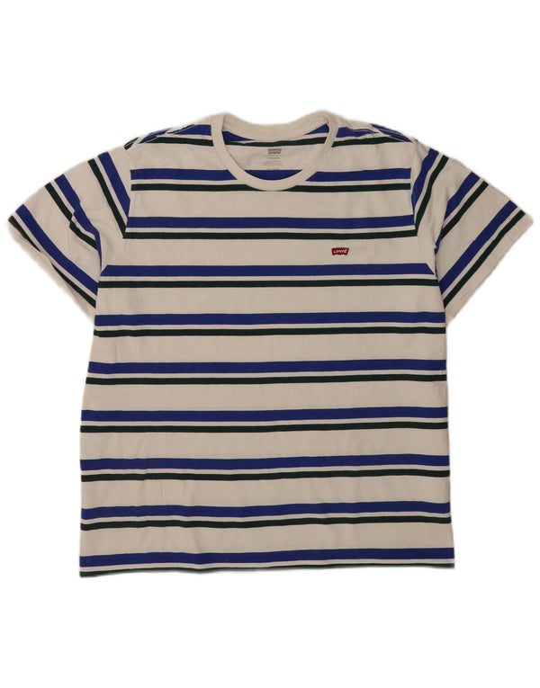 Levi's Mens Standard T-Shirt Top 2XL White Striped Cotton