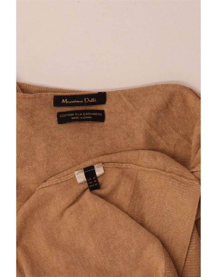 MASSIMO DUTTI Womens Roll Neck Jumper Sweater UK 12 Medium Beige Cotton