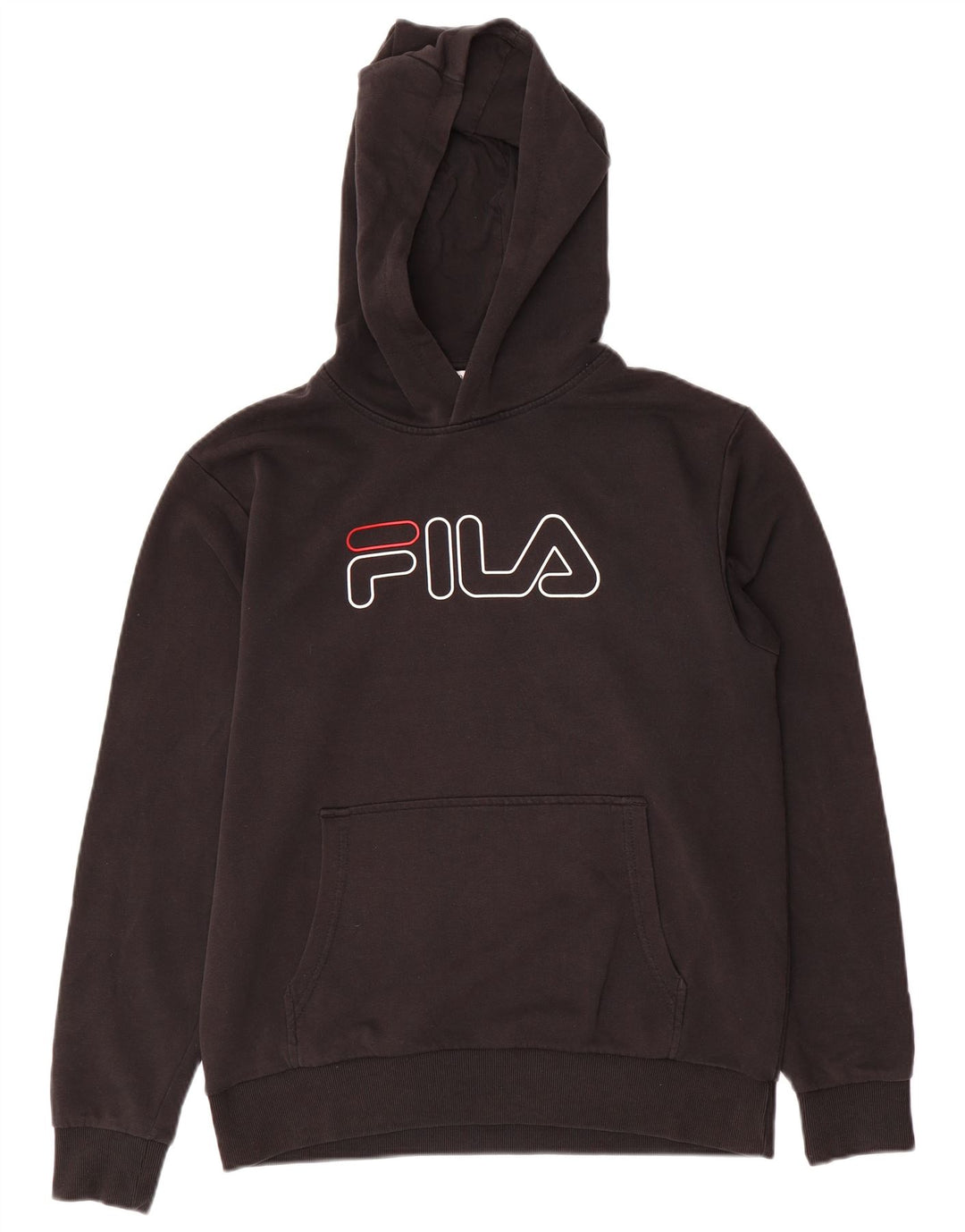 FILA Boys Graphic Hoodie Jumper 15-16 Years Black Cotton