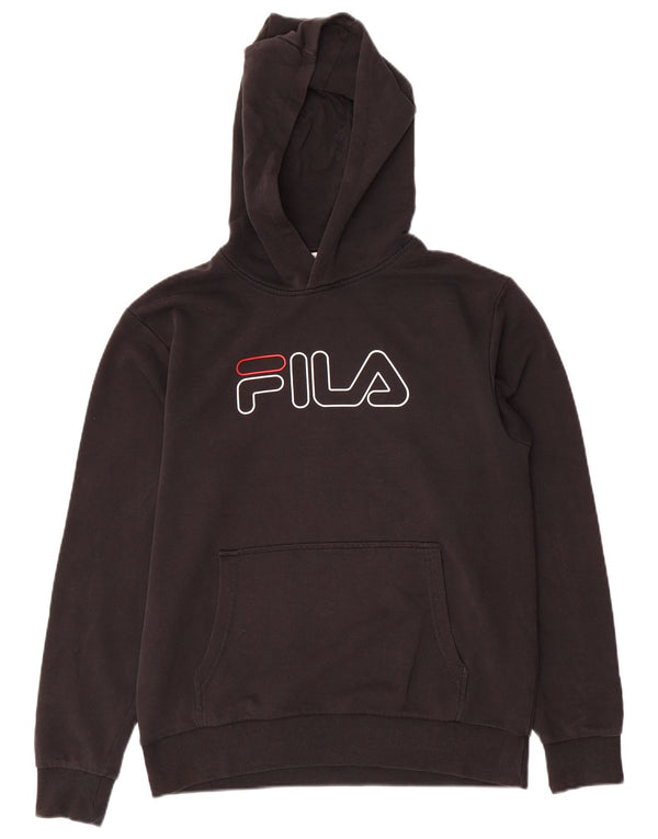 FILA Boys Graphic Hoodie Jumper 15-16 Years Black Cotton