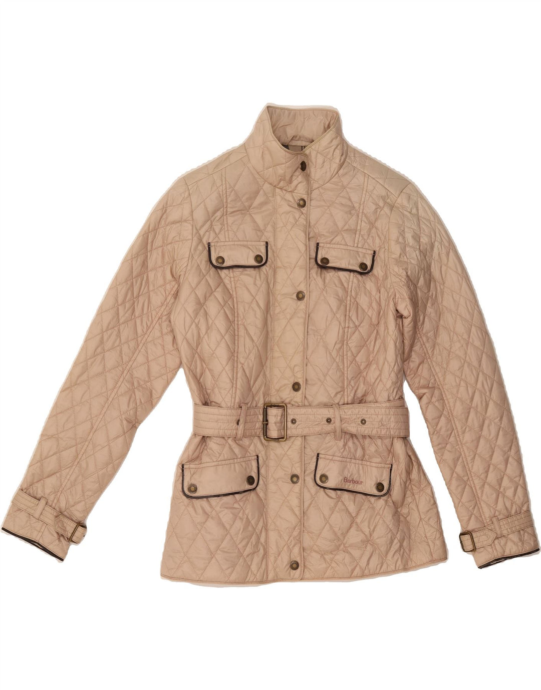 BARBOUR Womens Quilted Jacket UK 10 Small Beige Polyamide Vintage Barbour and Second-Hand Barbour from Messina Hembry 