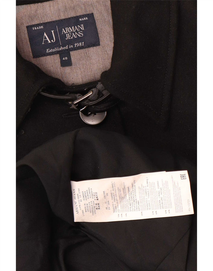 Armani Jeans Womens Overcoat IT 48 XL Black Wool