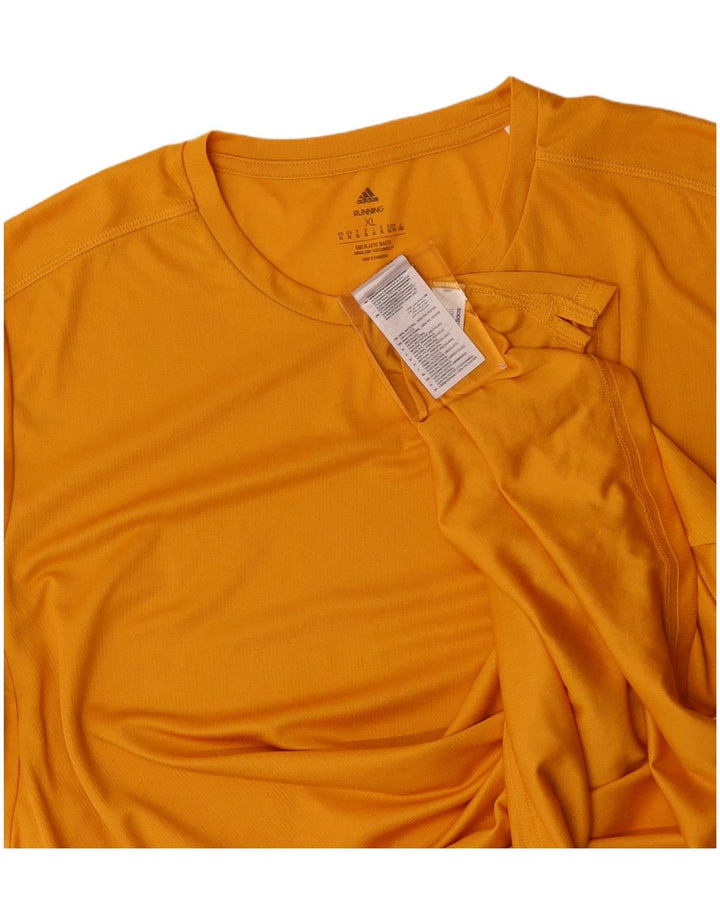 ADIDAS Mens T-Shirt Top XL Yellow Polyester