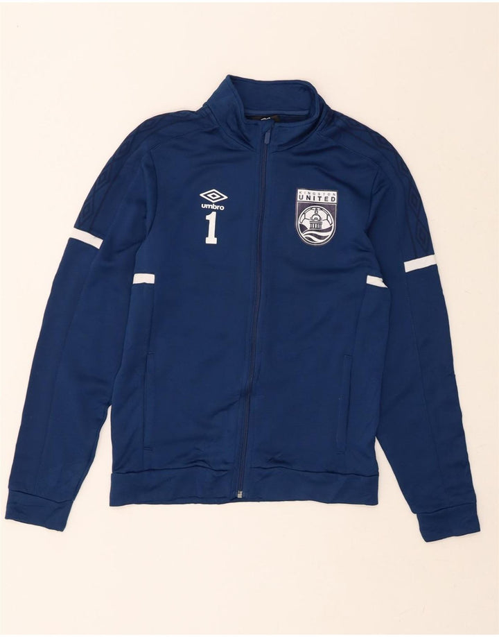 UMBRO Boys Graphic Tracksuit Top Jacket 13-14 Years XL Navy Blue Polyester Vintage Umbro and Second-Hand Umbro from Messina Hembry 