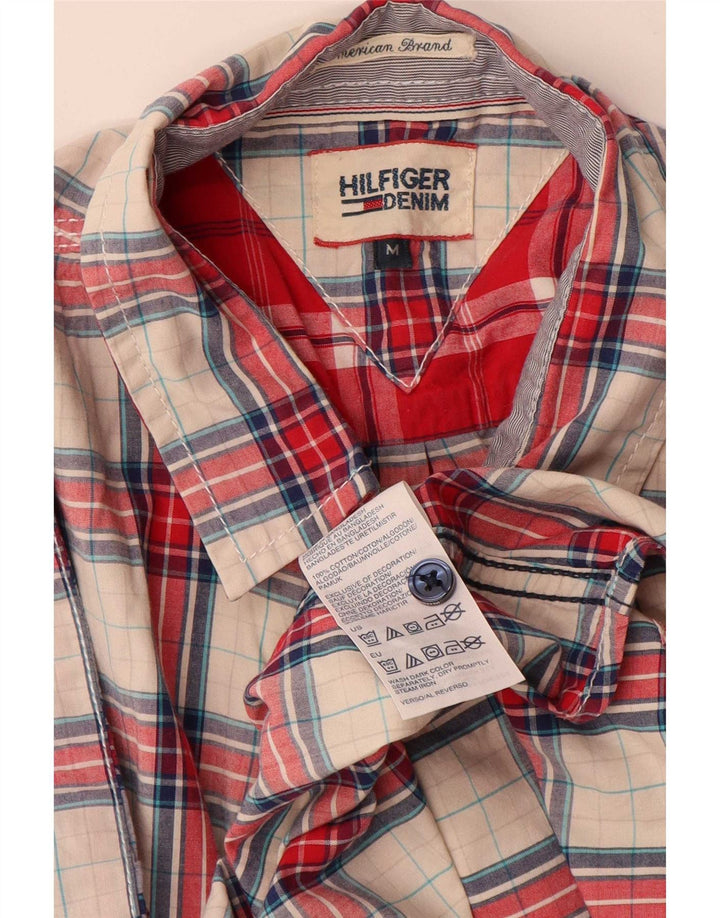 Tommy Hilfiger Mens Short Sleeve Shirt Medium Red Check Cotton