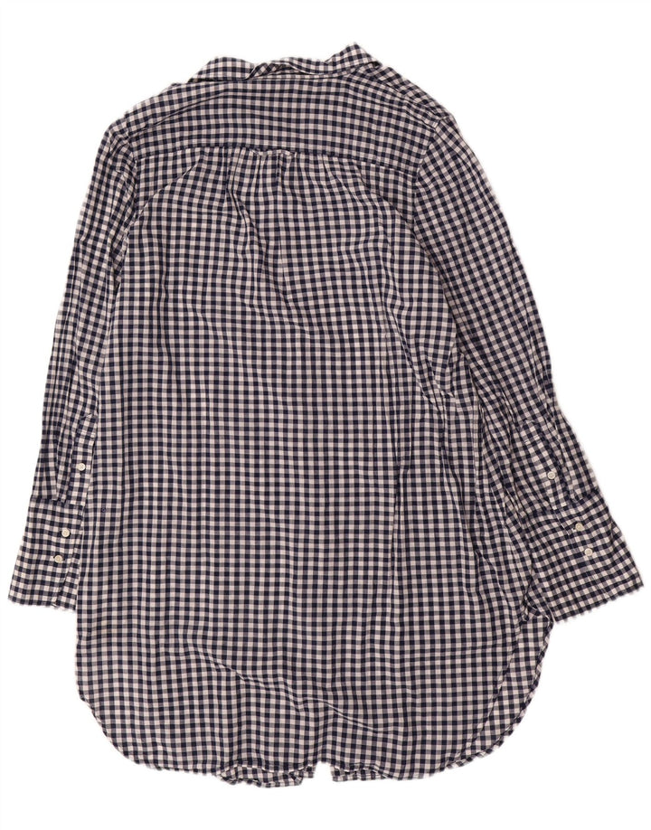 J. CREW Womens Shirt Dress UK 16 Large Navy Blue Gingham Cotton