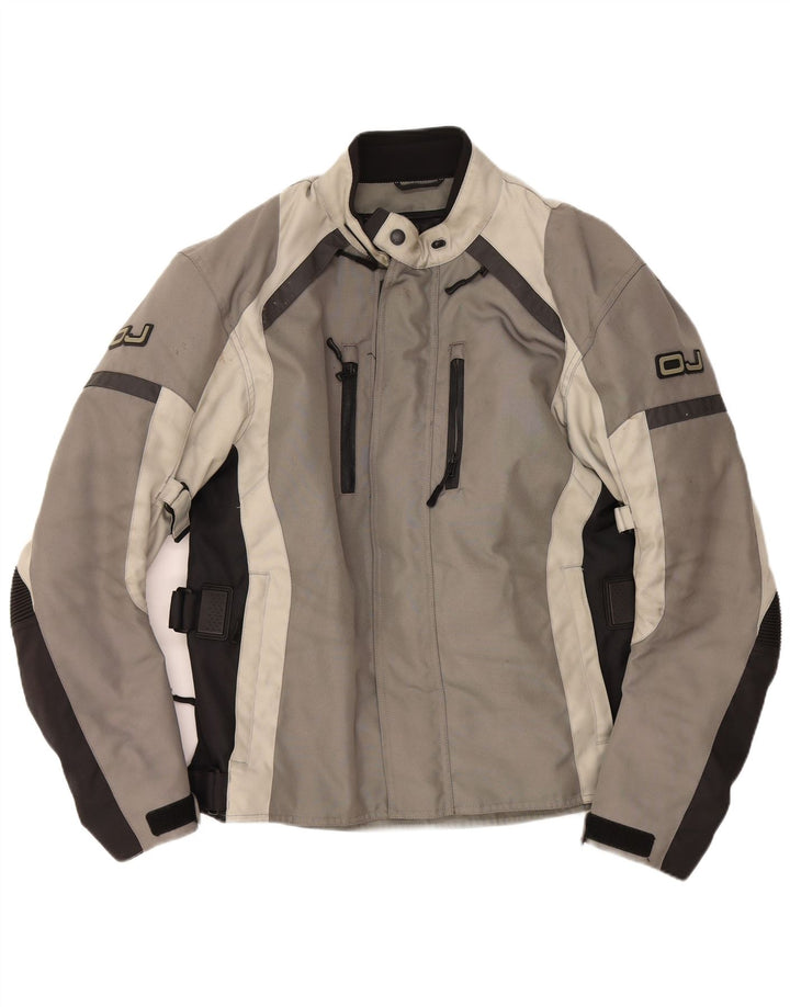 OJ Atmosfere Mens Graphic Bomber Jacket UK 40 Large Grey Colourblock