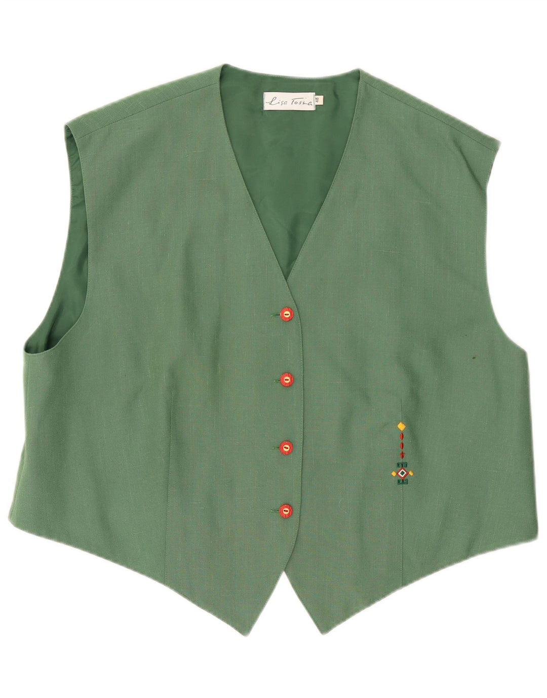 Vintage Womens Waistcoat IT 48 XL Green Polyester