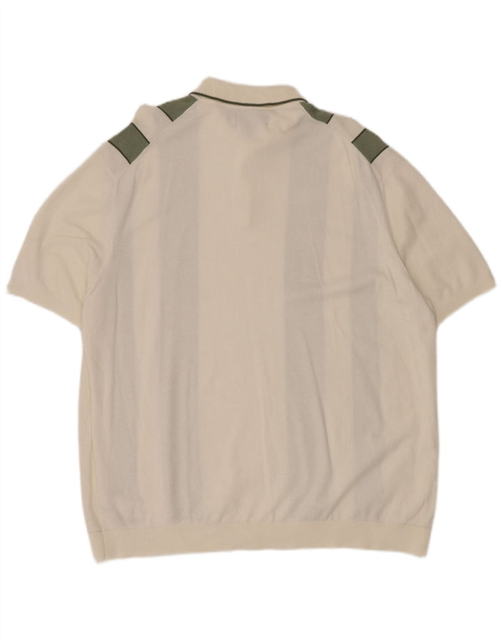 MARKS & SPENCER Mens Polo Shirt 3XL White Colourblock Cotton