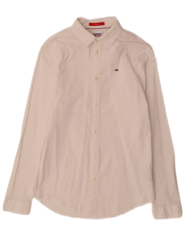 Tommy Hilfiger Mens Slim Fit Shirt Medium White Cotton