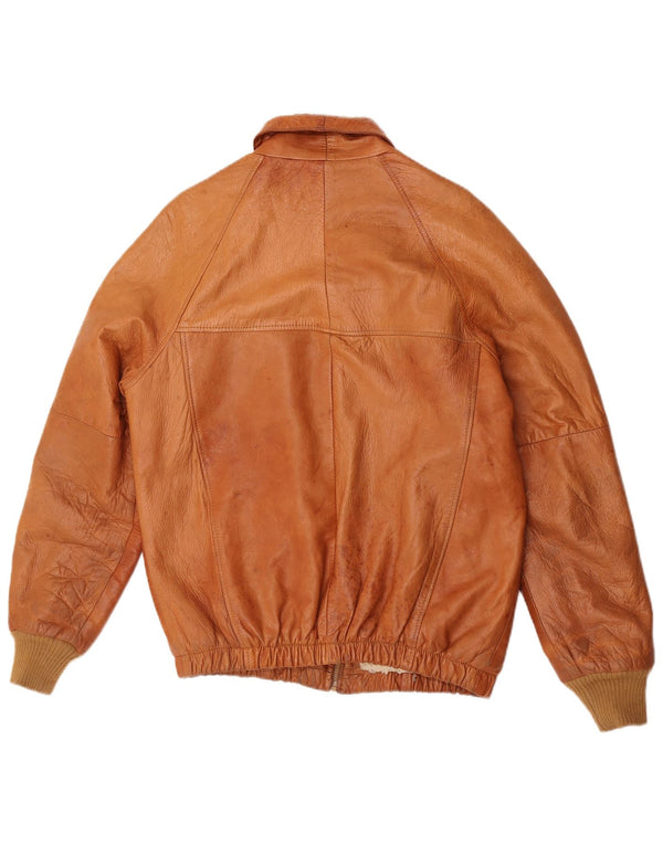 Vintage Mens Sherpa Leather Jacket UK 38 Medium Brown