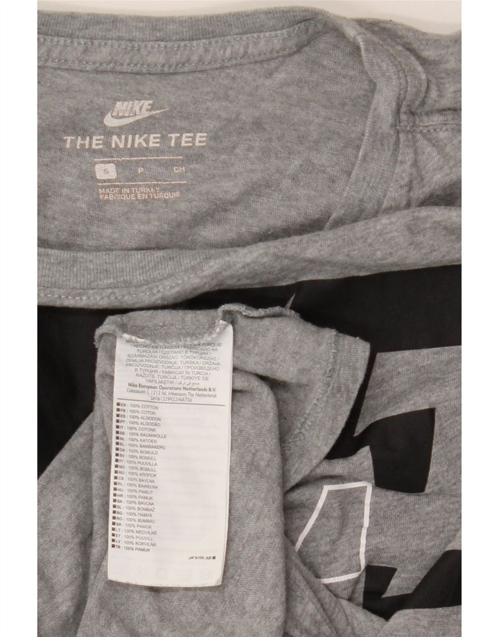 NIKE Womens Oversized Graphic T-Shirt Top UK 10 Small Grey Flecked Cotton