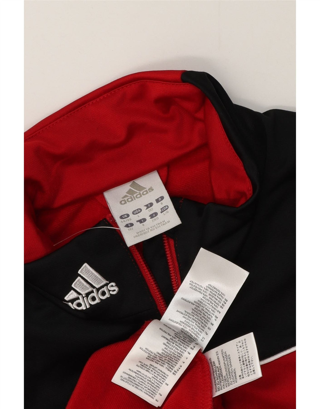 Adidas Mens Tracksuit Top Jacket UK 44/46 Large Red Colourblock Polyester