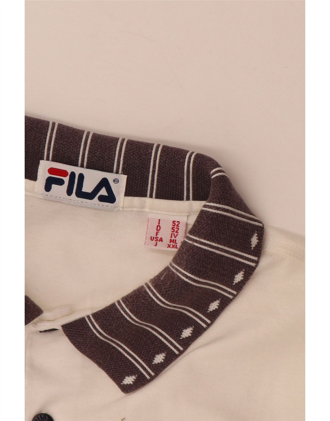 FILA Mens Graphic Polo Shirt IT 52 Large White Colourblock Cotton