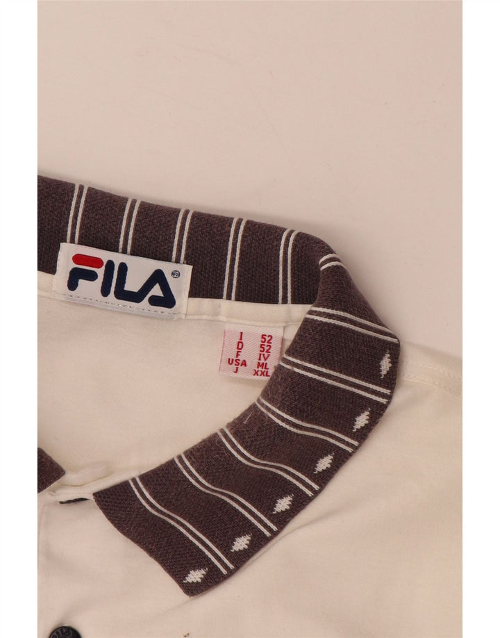 FILA Mens Graphic Polo Shirt IT 52 Large White Colourblock Cotton