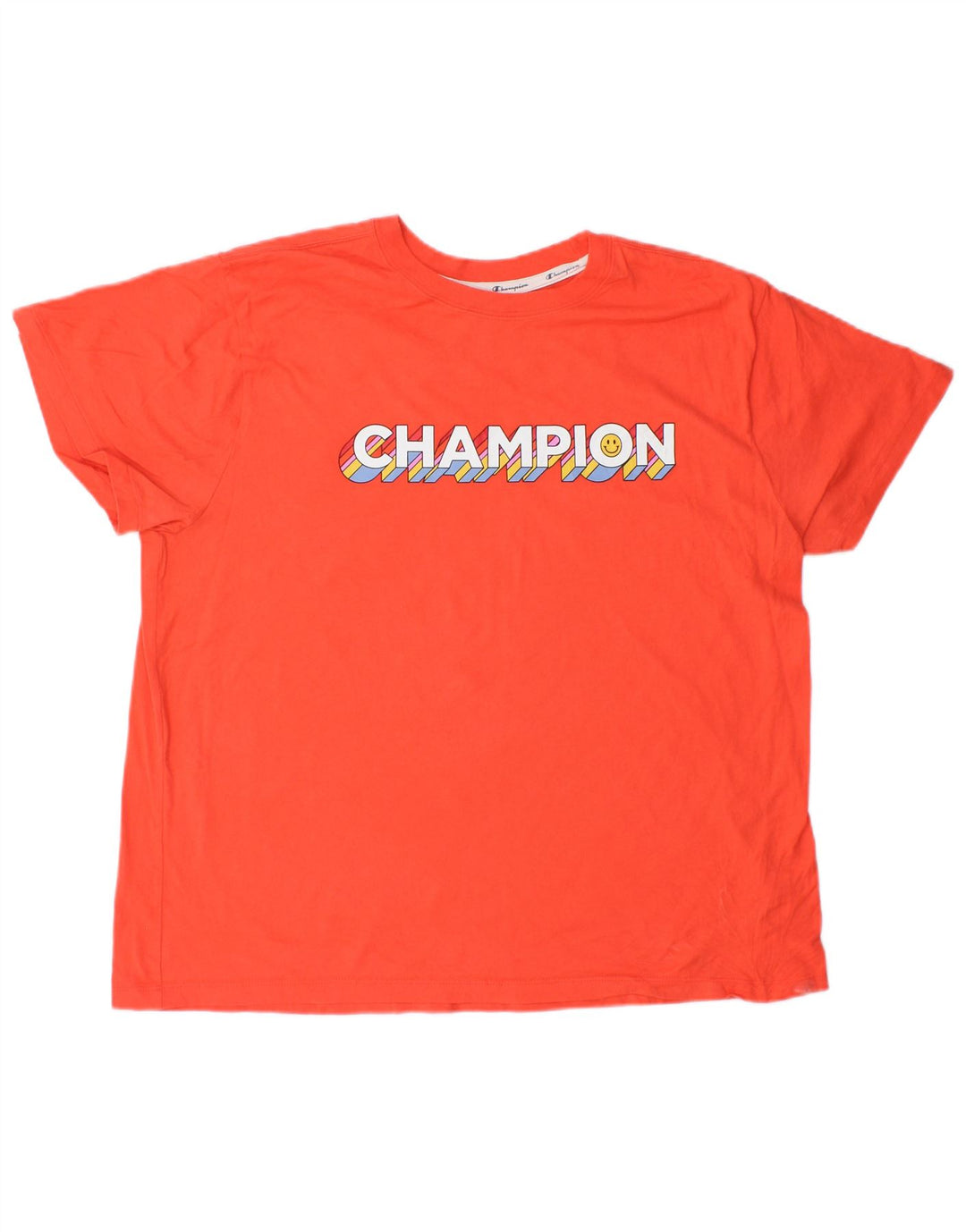 CHAMPION Womens Graphic T-Shirt Top UK 20 2XL Orange Cotton