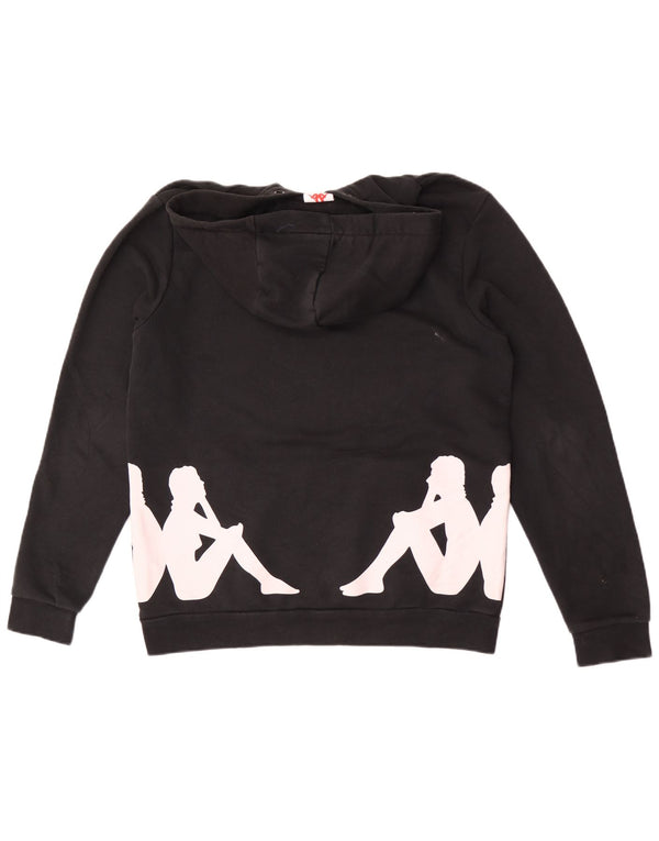 Kappa Mens Graphic Hoodie Jumper Large Black Cotton