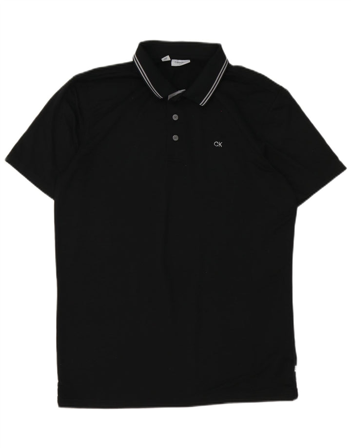 Calvin Klein Mens Polo Shirt Medium Black Polyester