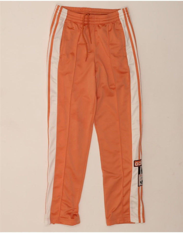 Adidas Womens Tracksuit Trousers UK 8 Small Orange Colourblock Polyester
