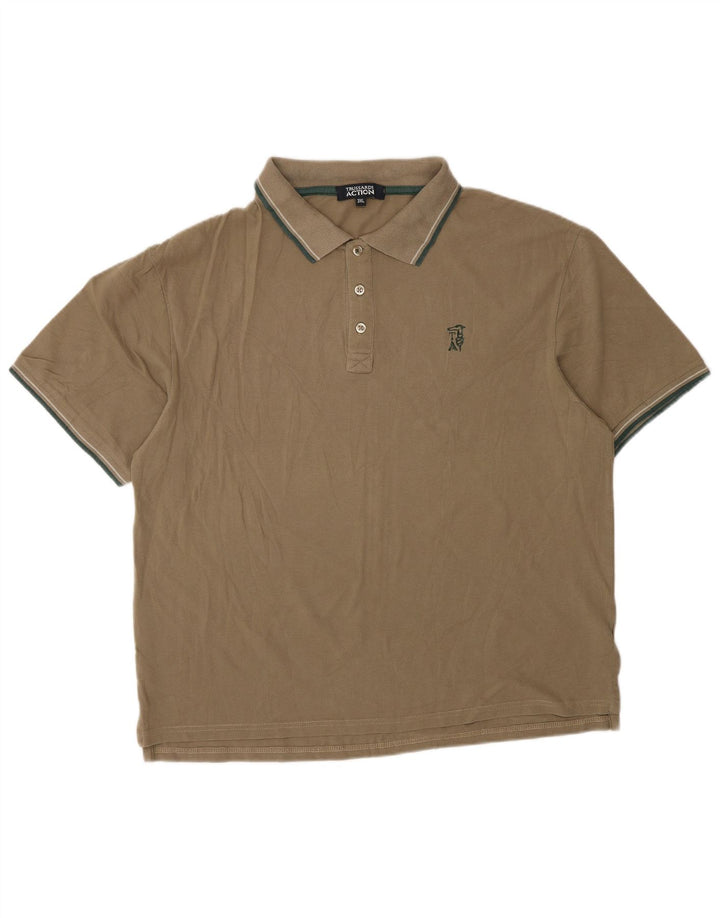 TRUSSARDI Mens Polo Shirt 3XL Brown Cotton