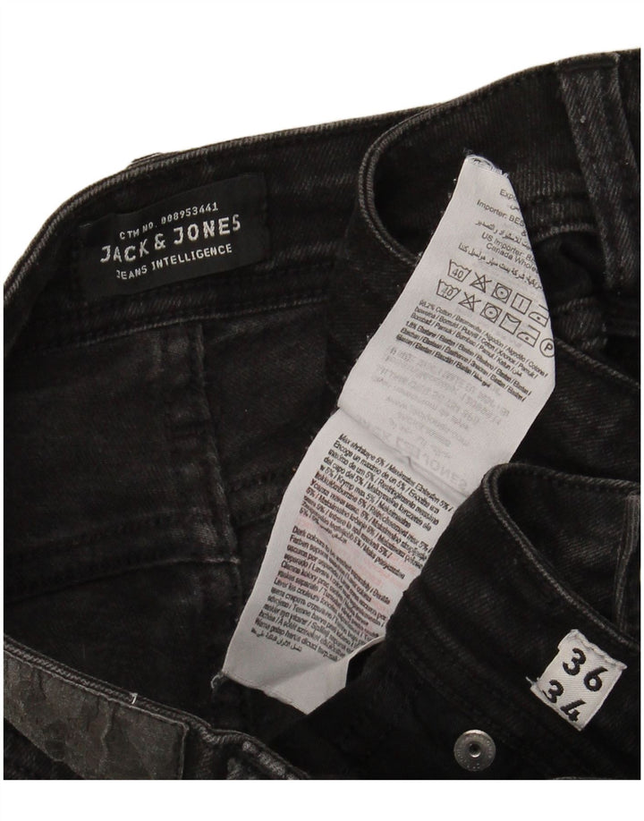 JACK & JONES Mens Liam Skinny Jeans W36 L31 Black Cotton