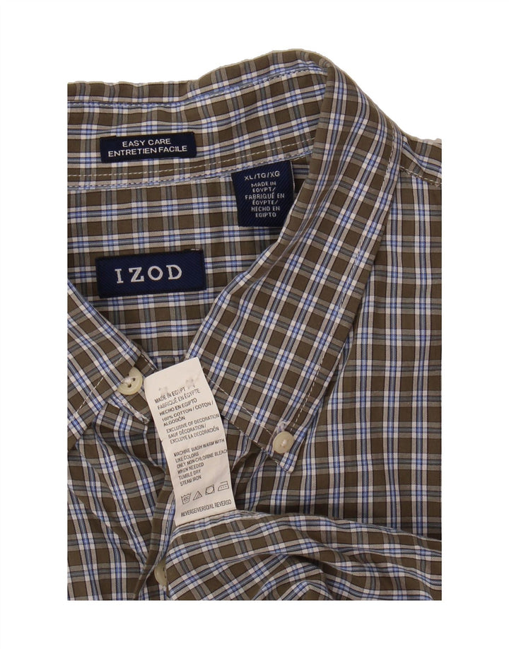 IZOD Mens Shirt XL Brown Check Cotton Vintage Izod and Second-Hand Izod from Messina Hembry 