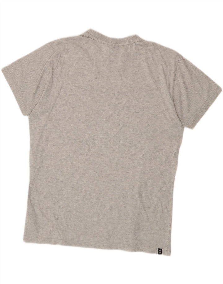 Hummel Mens Graphic T-Shirt Top Large Grey Cotton