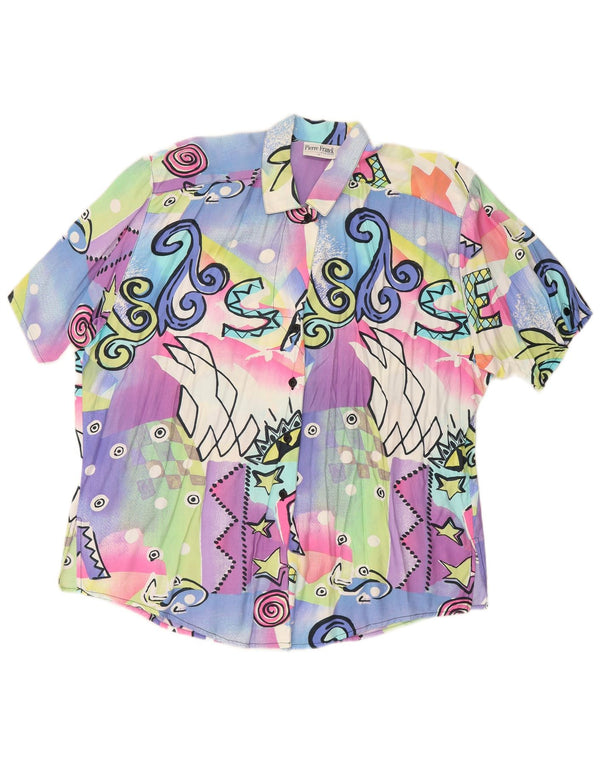VINTAGE Womens Abstract Pattern Shirt Blouse EU 42 Large Multicoloured