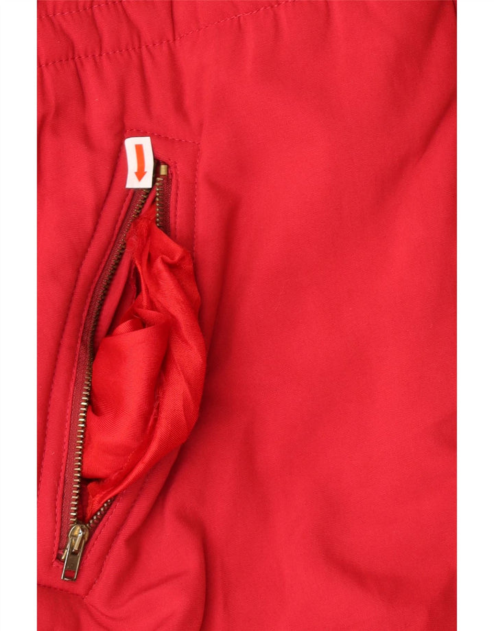 VINTAGE Womens Oversized Hooded Padded Coat UK 14 Medium Red Viscose Vintage Vintage and Second-Hand Vintage from Messina Hembry 