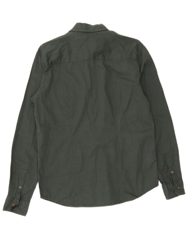 Wrangler Womens Slim Shirt UK 14 Medium Green Cotton