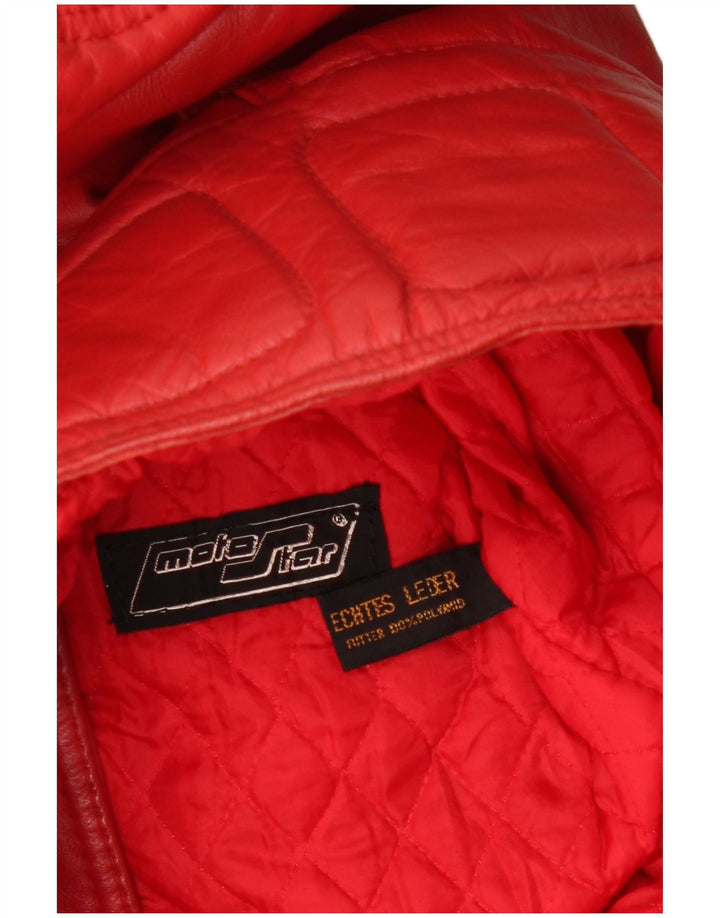 Vintage Womens Leather Racer Jacket EU 40 Medium Red Leather