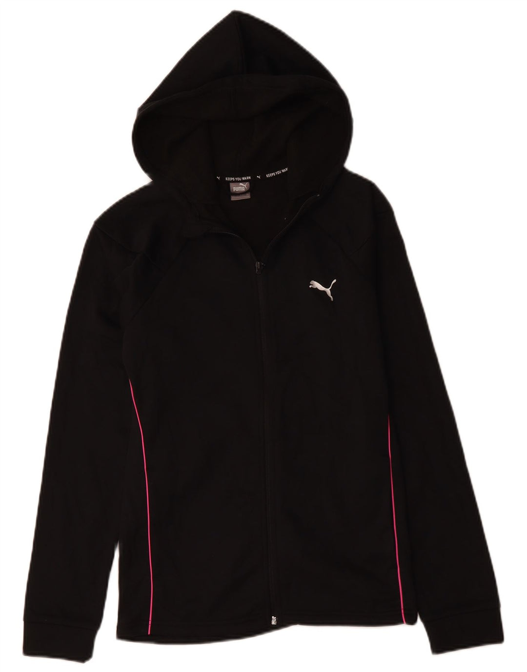 Puma Girls Zip Hoodie Sweater 15-16 Years Black Polyester