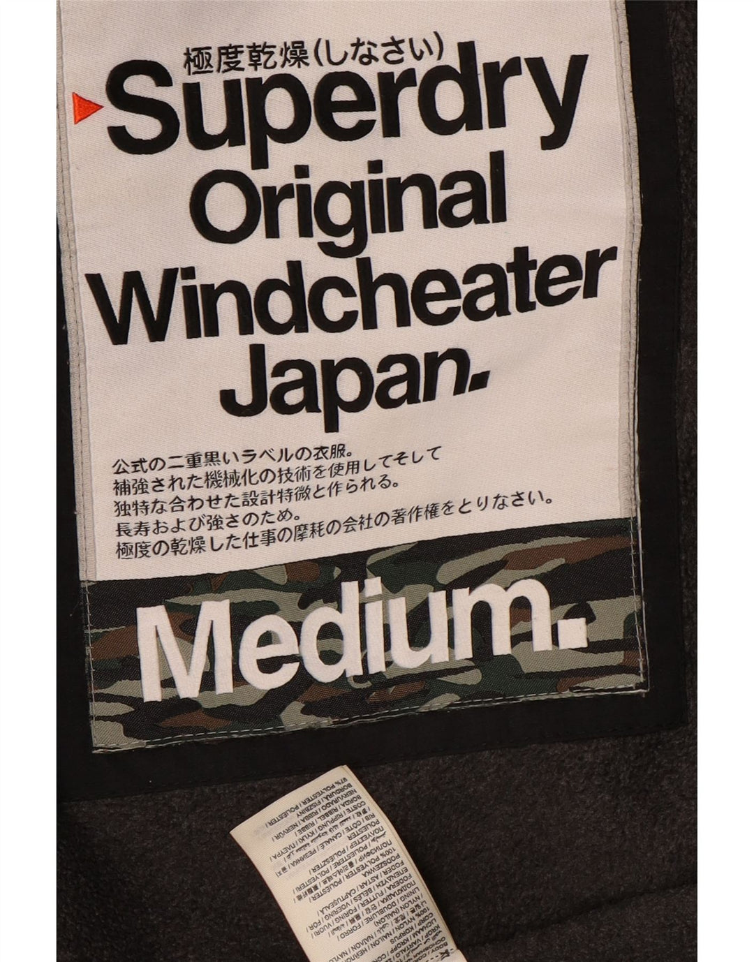 Superdry Womens Windcheater Graphic Windbreaker Jacket UK 14 Medium Black