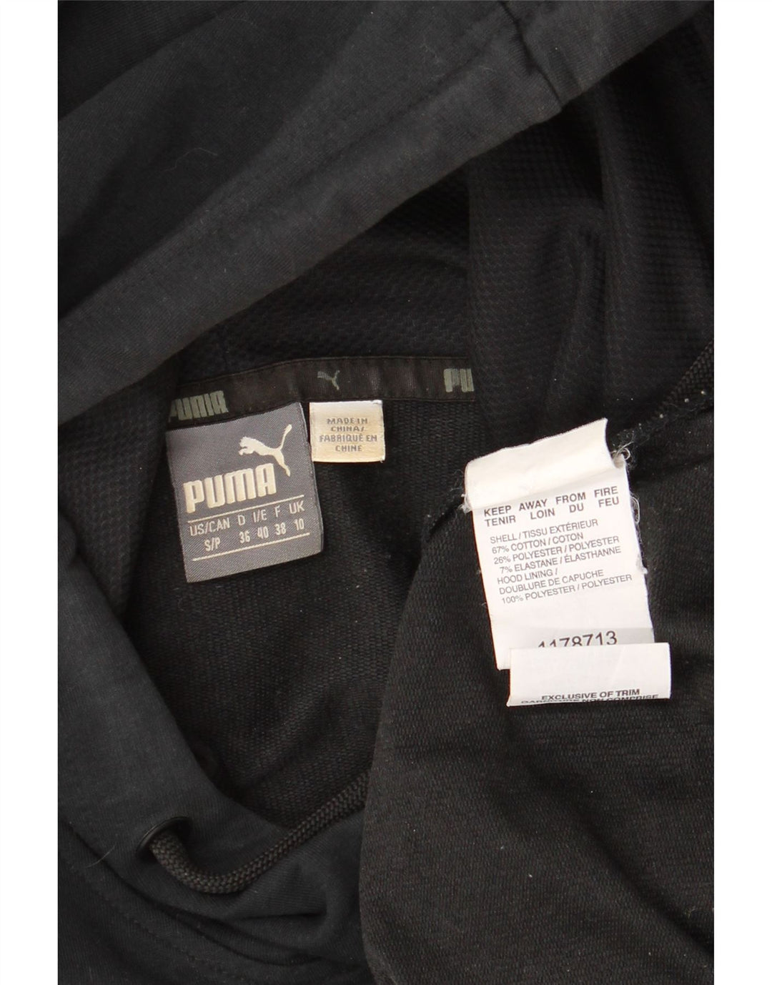 PUMA Womens Hoodie Jumper UK 10 Small Black Cotton