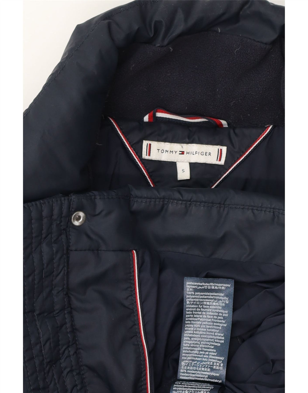 Tommy Hilfiger Womens Oversized Padded Coat UK 10 Small Navy Blue Polyester