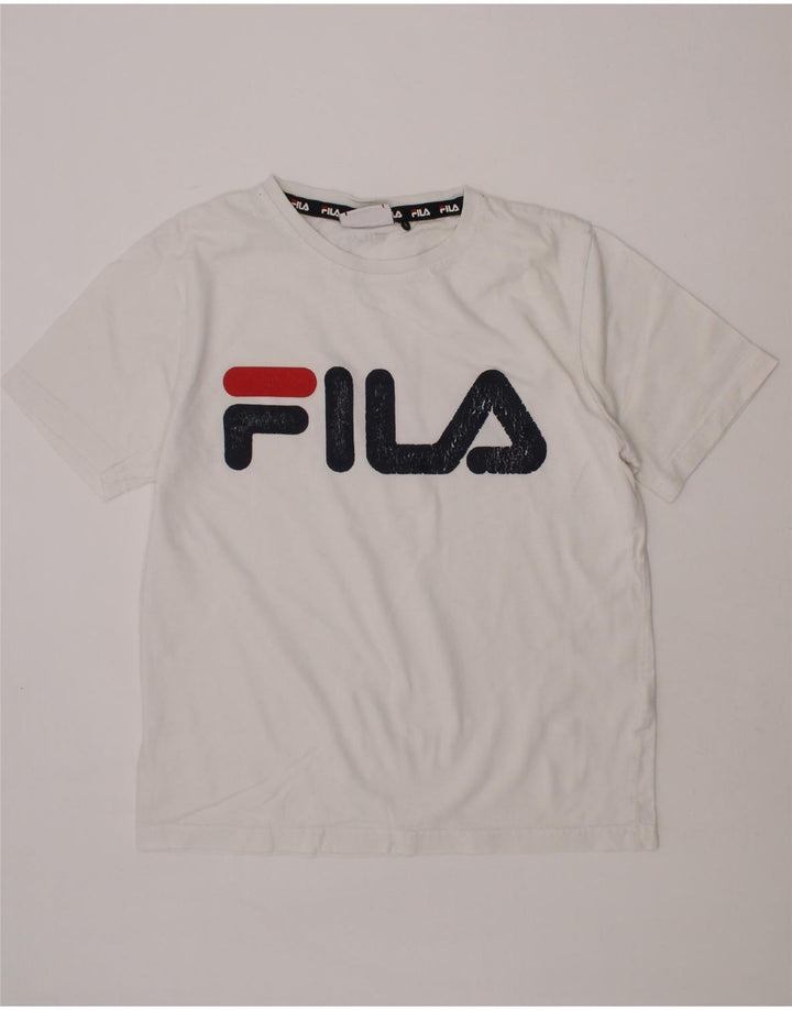 FILA Boys Graphic T-Shirt Top 11-12 Years White Vintage Fila and Second-Hand Fila from Messina Hembry 