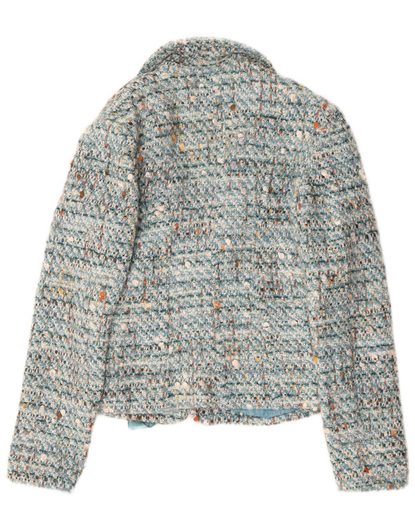 Luisa Spagnoli Womens Front Tie Blazer Jacket IT 40 Small Blue Flecked