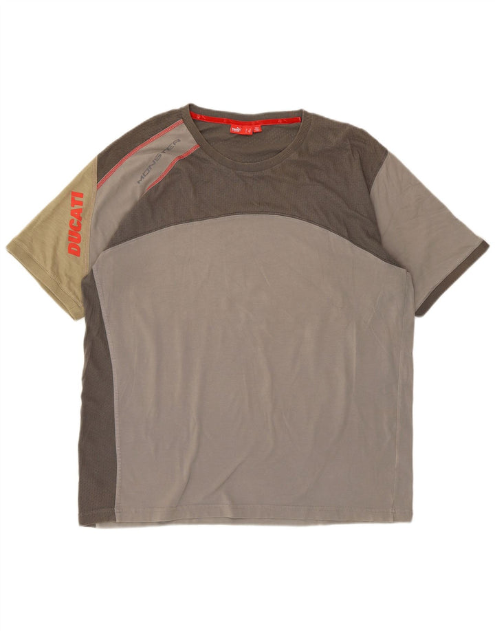 Puma Mens Ducati Graphic T-Shirt Top XL Grey Colourblock