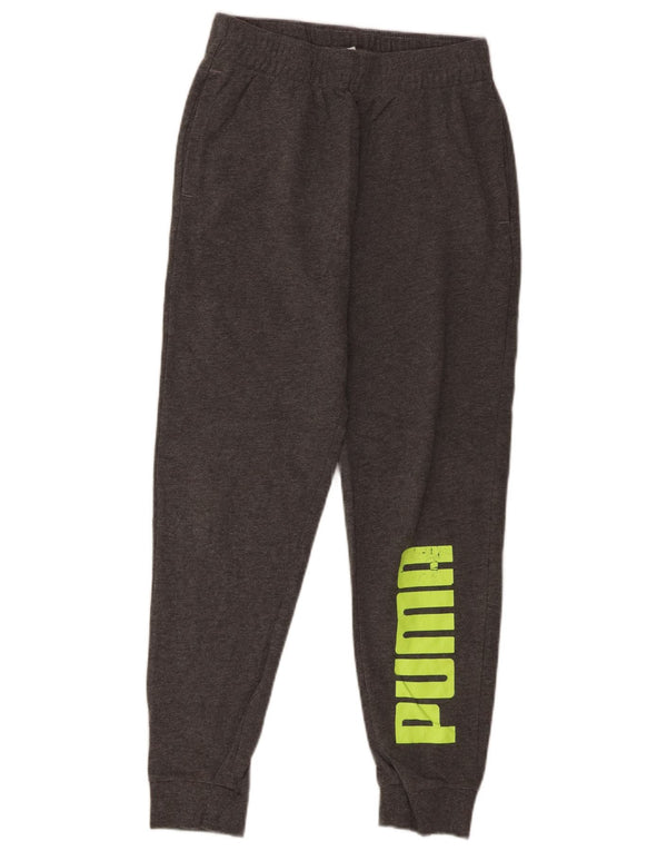 Puma Boys Graphic Tracksuit Trousers Joggers 14-15 Years Large Grey Cotton