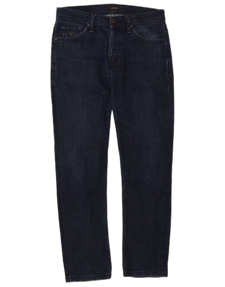 GUESS Mens Slim Jeans W29 L28 Navy Blue Cotton