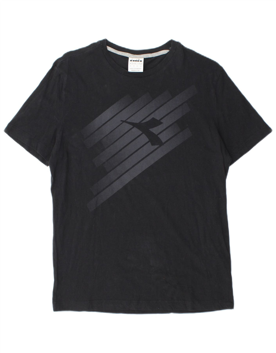Diadora Mens Graphic T-Shirt Top Medium Black Cotton