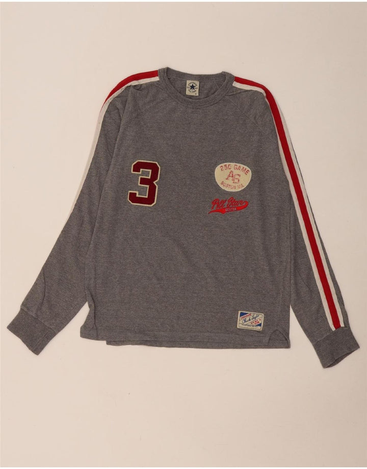 CONVERSE Mens Chuck Taylor Graphic Top Long Sleeve Small Grey Colourblock