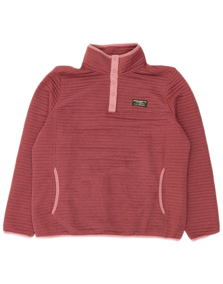 L.L.BEAN Womens Button Neck Sweatshirt Jumper UK 14 Medium Burgundy