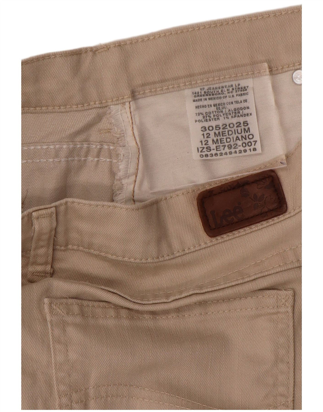 LEE Womens High Waist Straight Casual Trousers US 12 Large W32 L28 Beige