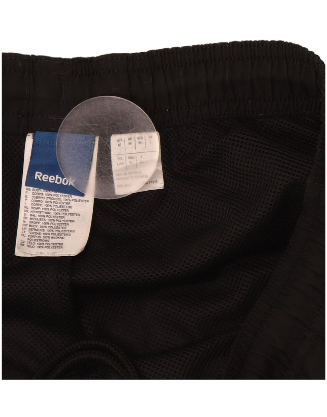 REEBOK Mens Tracksuit Trousers Medium  Black Polyester